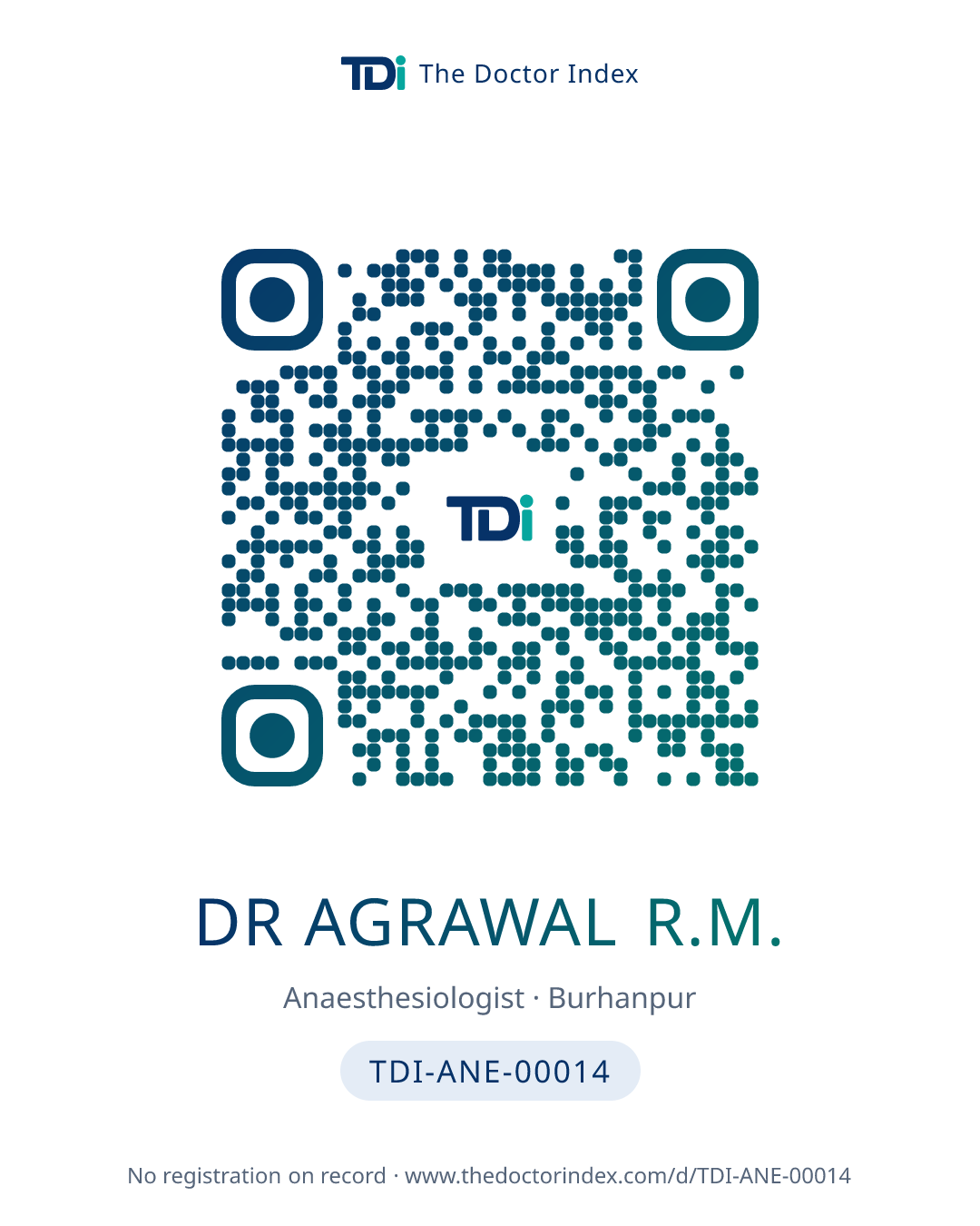 QR card for Dr Agrawal R.M., TDI-ANE-00014