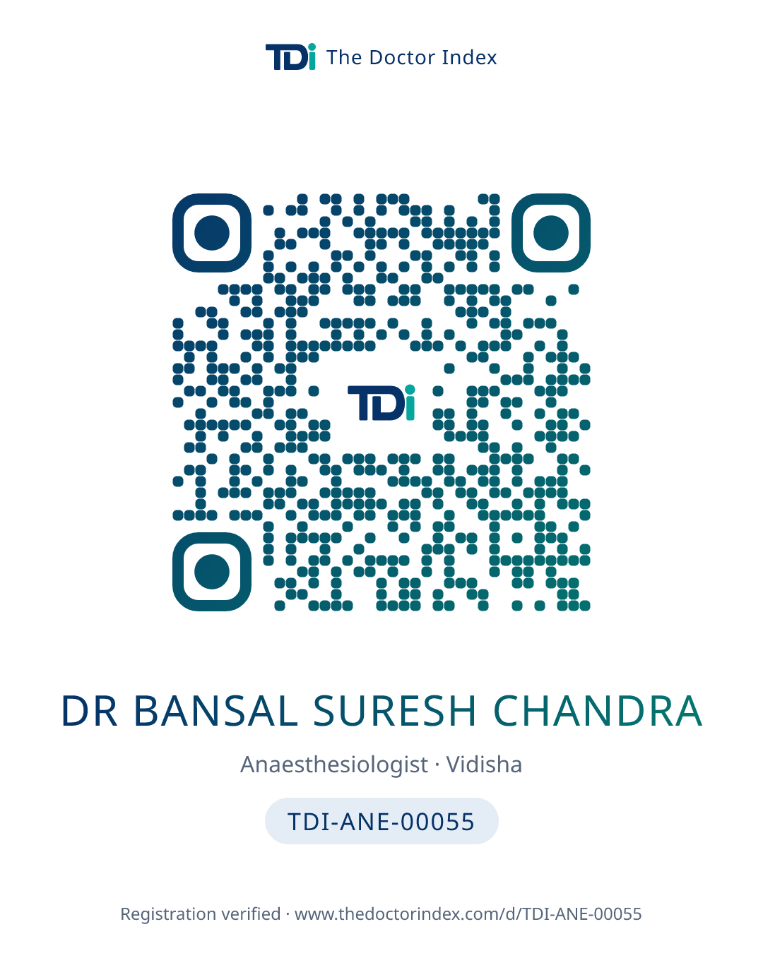QR card for Dr Bansal Suresh Chandra, TDI-ANE-00055
