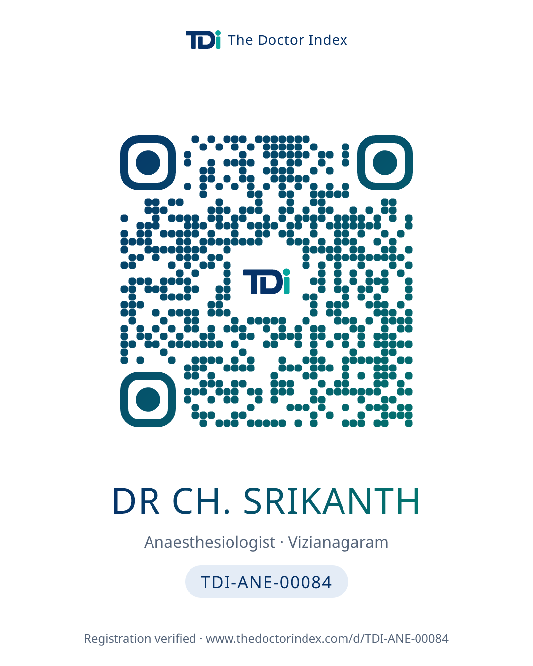 QR card for Dr Ch. Srikanth, TDI-ANE-00084