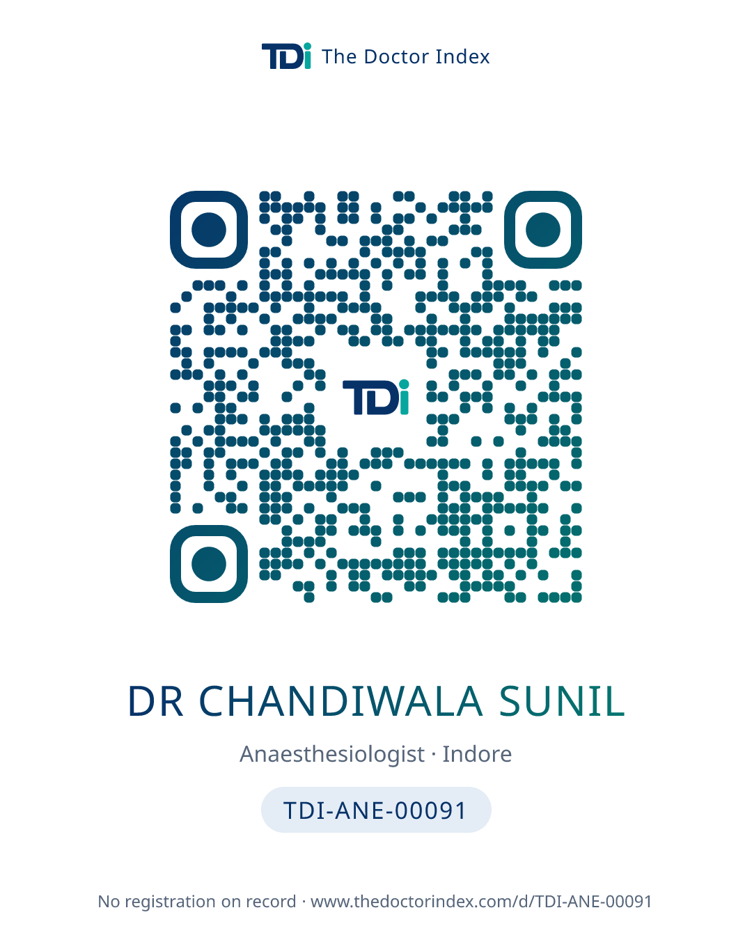 QR card for Dr Chandiwala Sunil, TDI-ANE-00091