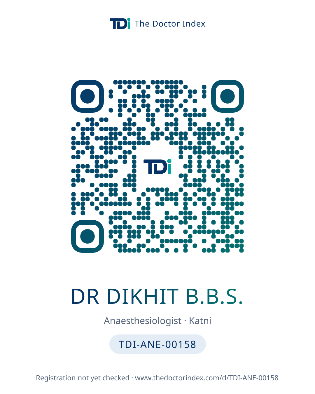 QR card for Dr Dikhit B.B.S., TDI-ANE-00158