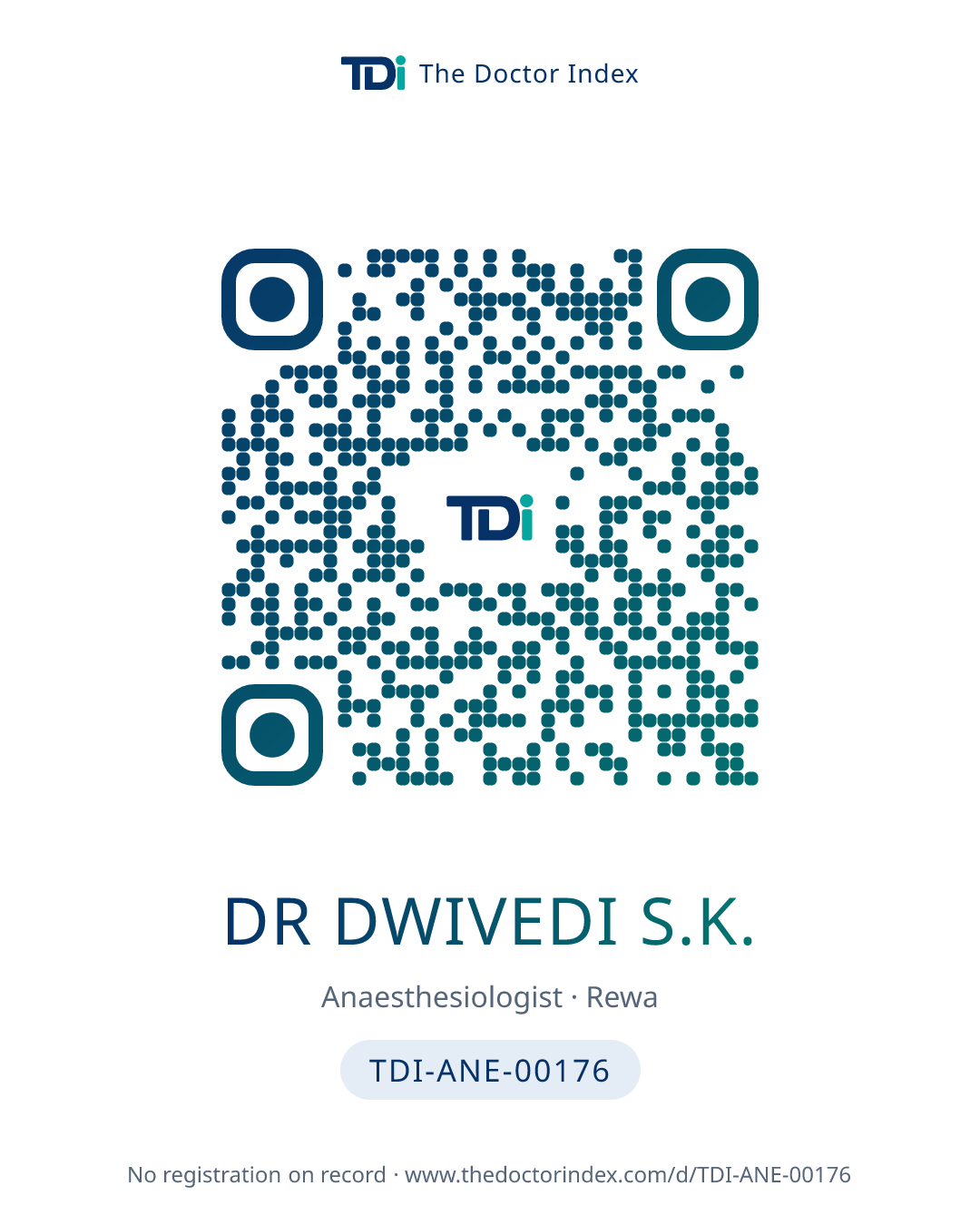 QR card for Dr Dwivedi S.K., TDI-ANE-00176