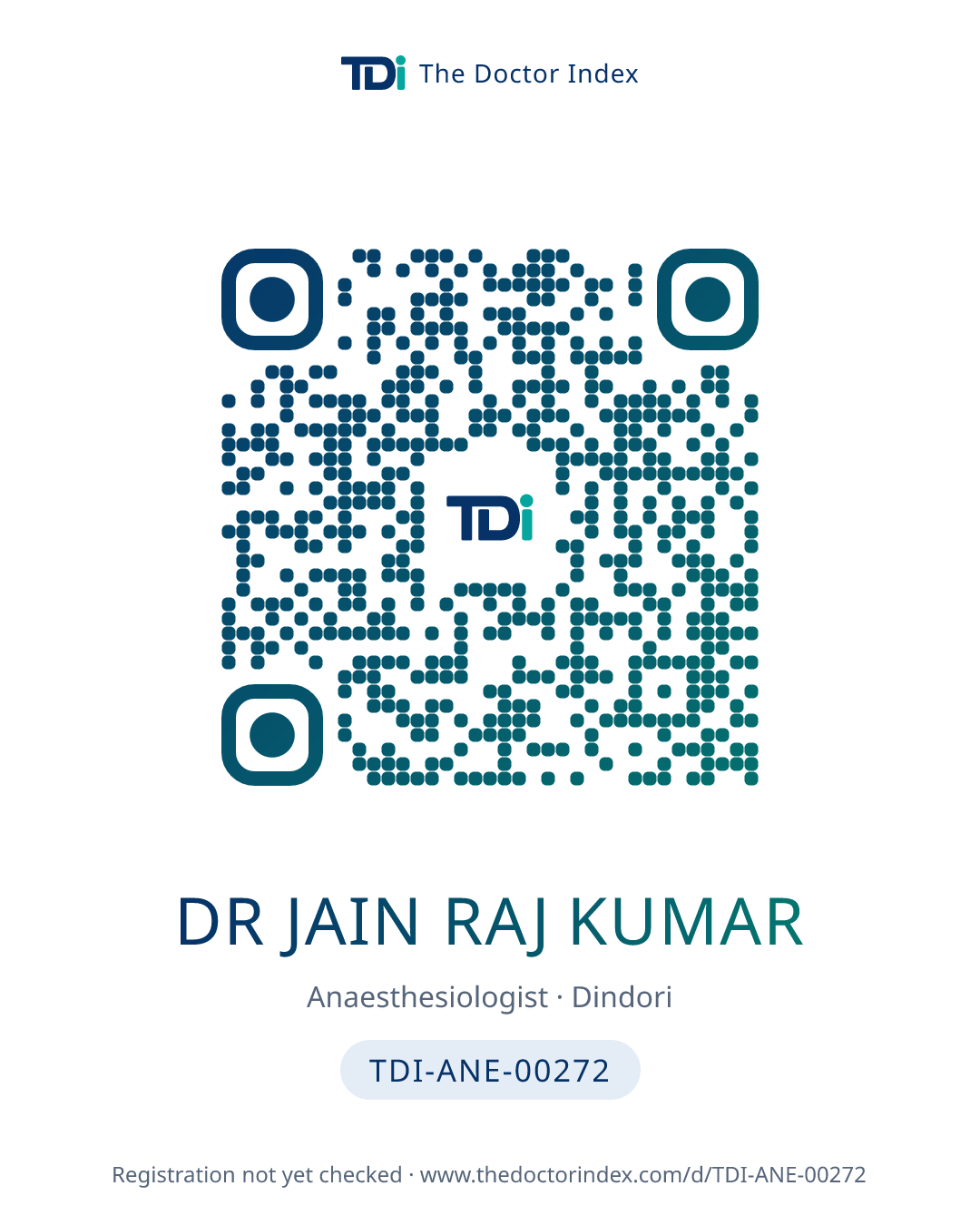QR card for Dr Jain Raj Kumar, TDI-ANE-00272