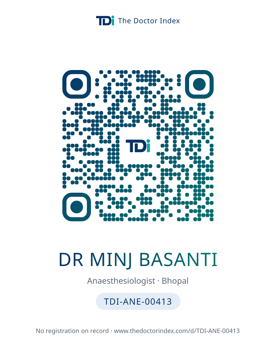 QR card for Dr Minj Basanti, TDI-ANE-00413