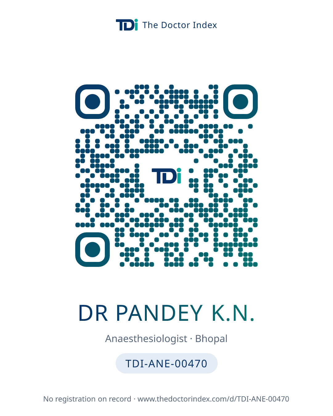 QR card for Dr Pandey K.N., TDI-ANE-00470