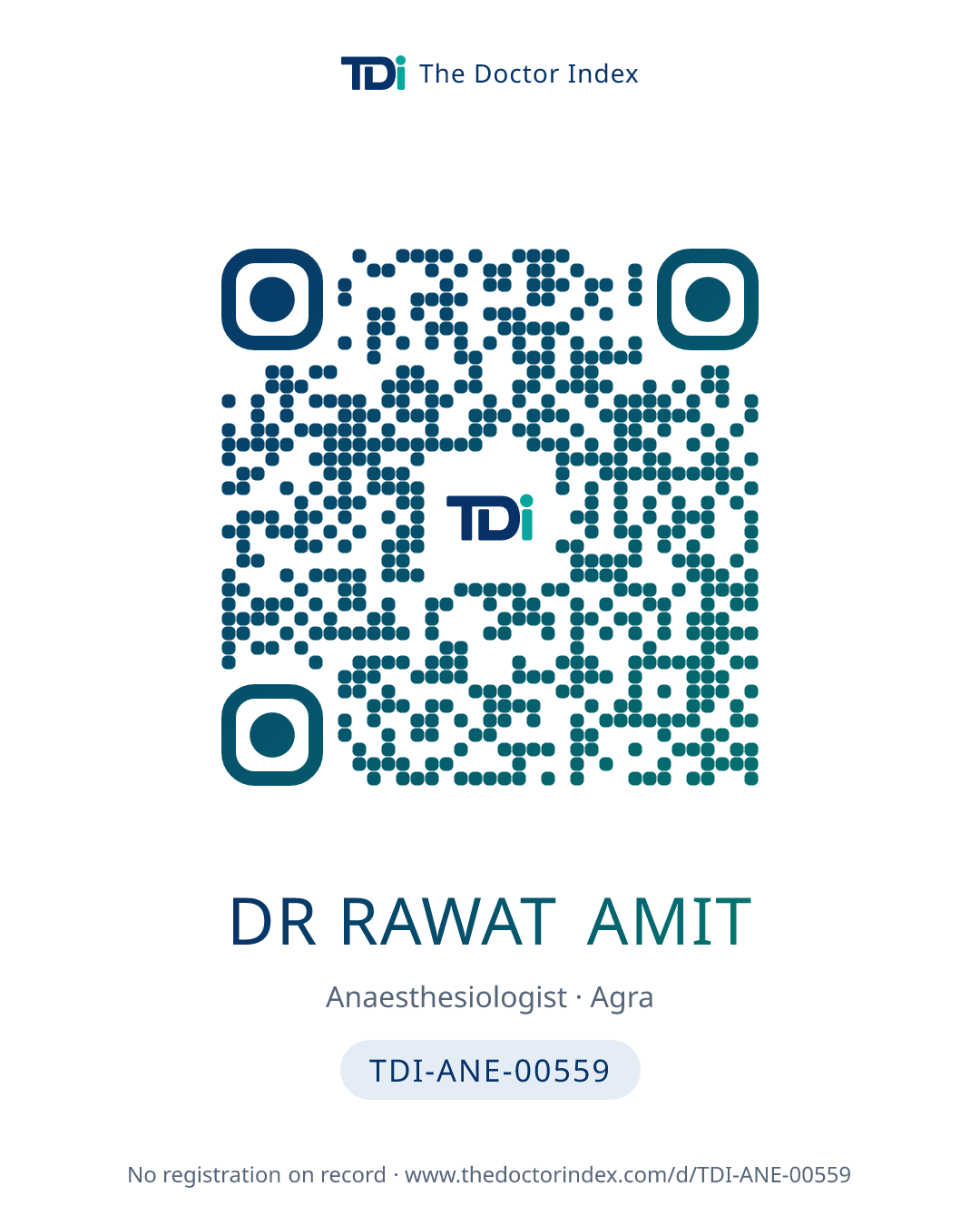 QR card for Dr Rawat Amit, TDI-ANE-00559