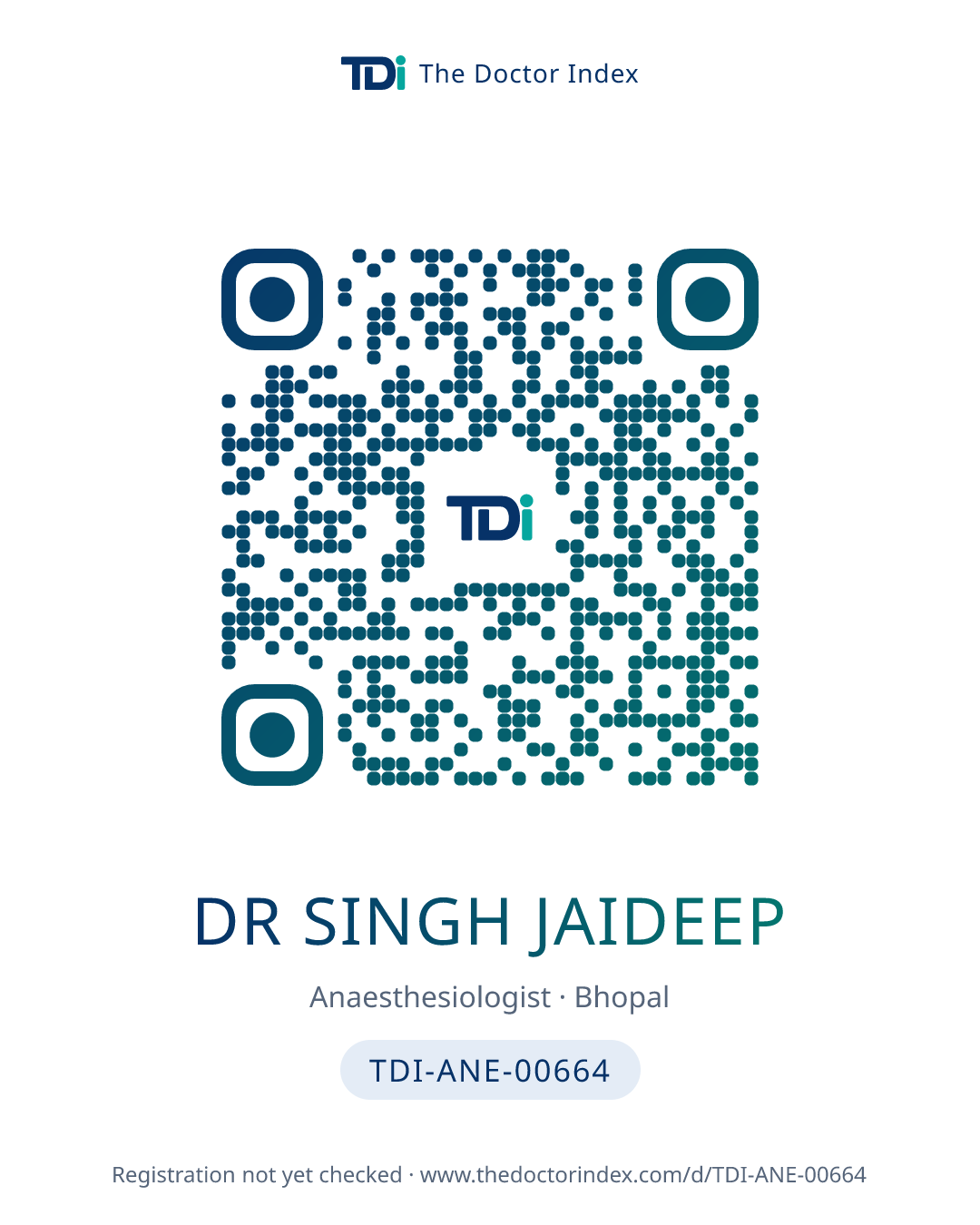 QR card for Dr Singh Jaideep, TDI-ANE-00664