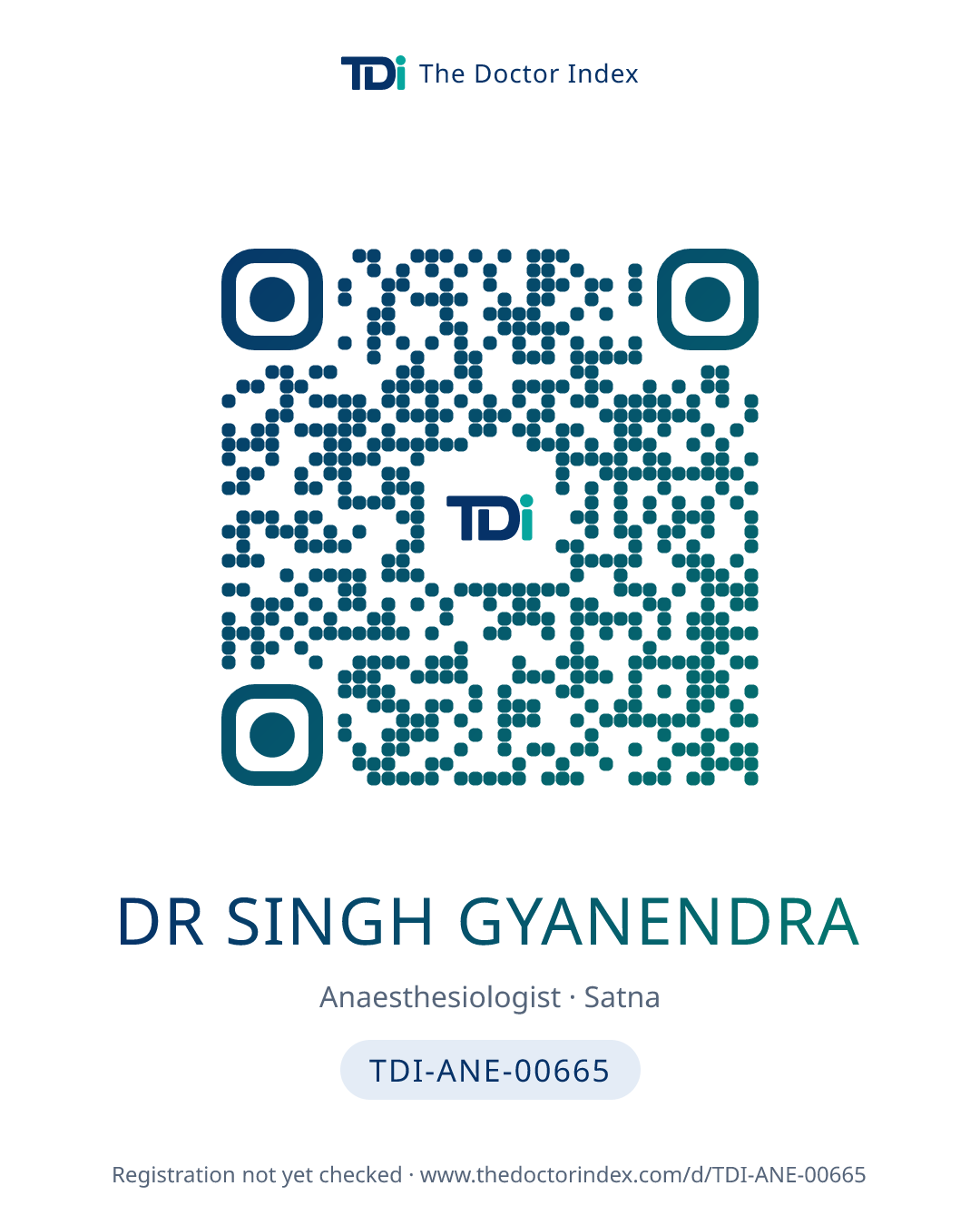 QR card for Dr Singh Gyanendra, TDI-ANE-00665