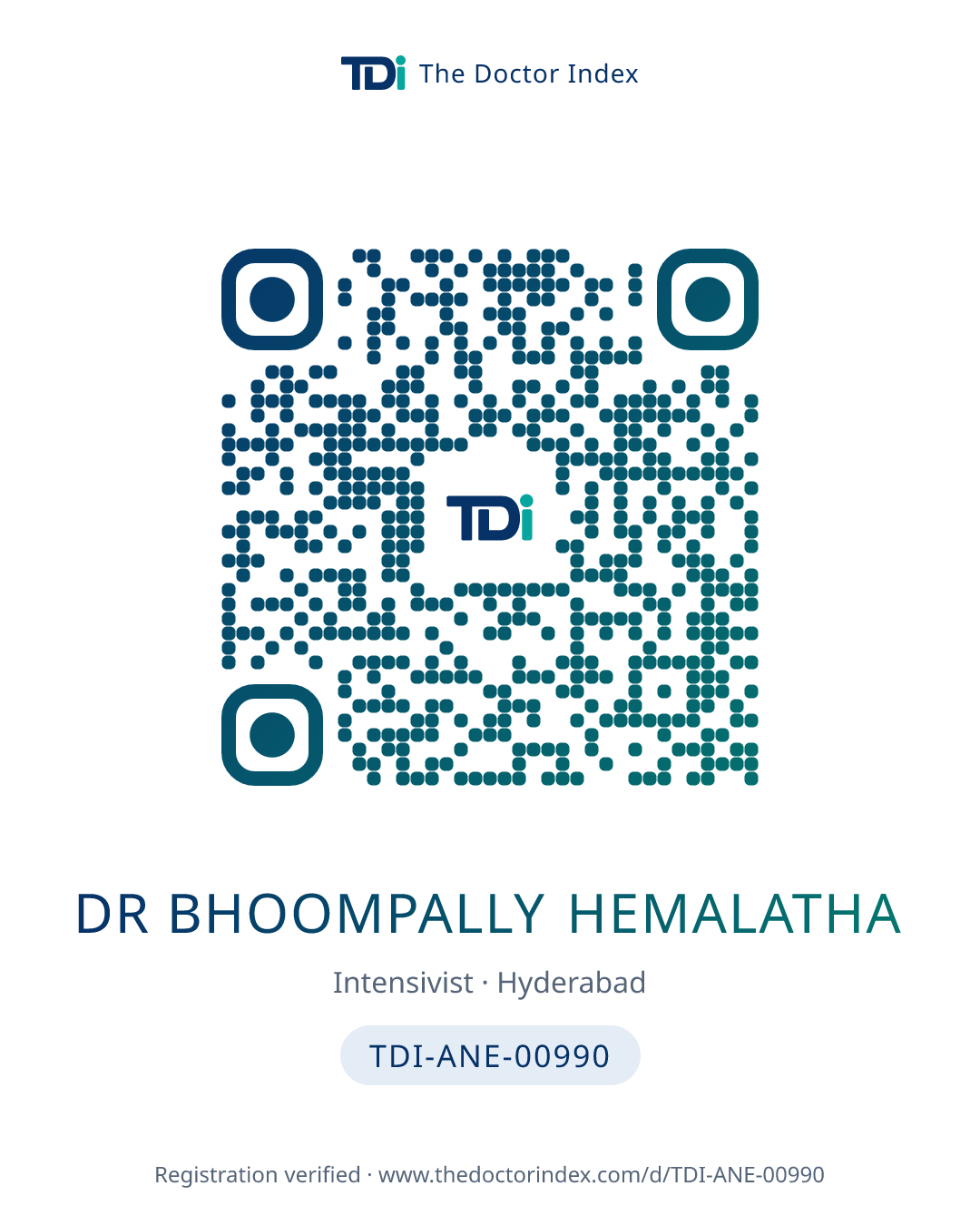 QR card for Dr Bhoompally Hemalatha, TDI-ANE-00990
