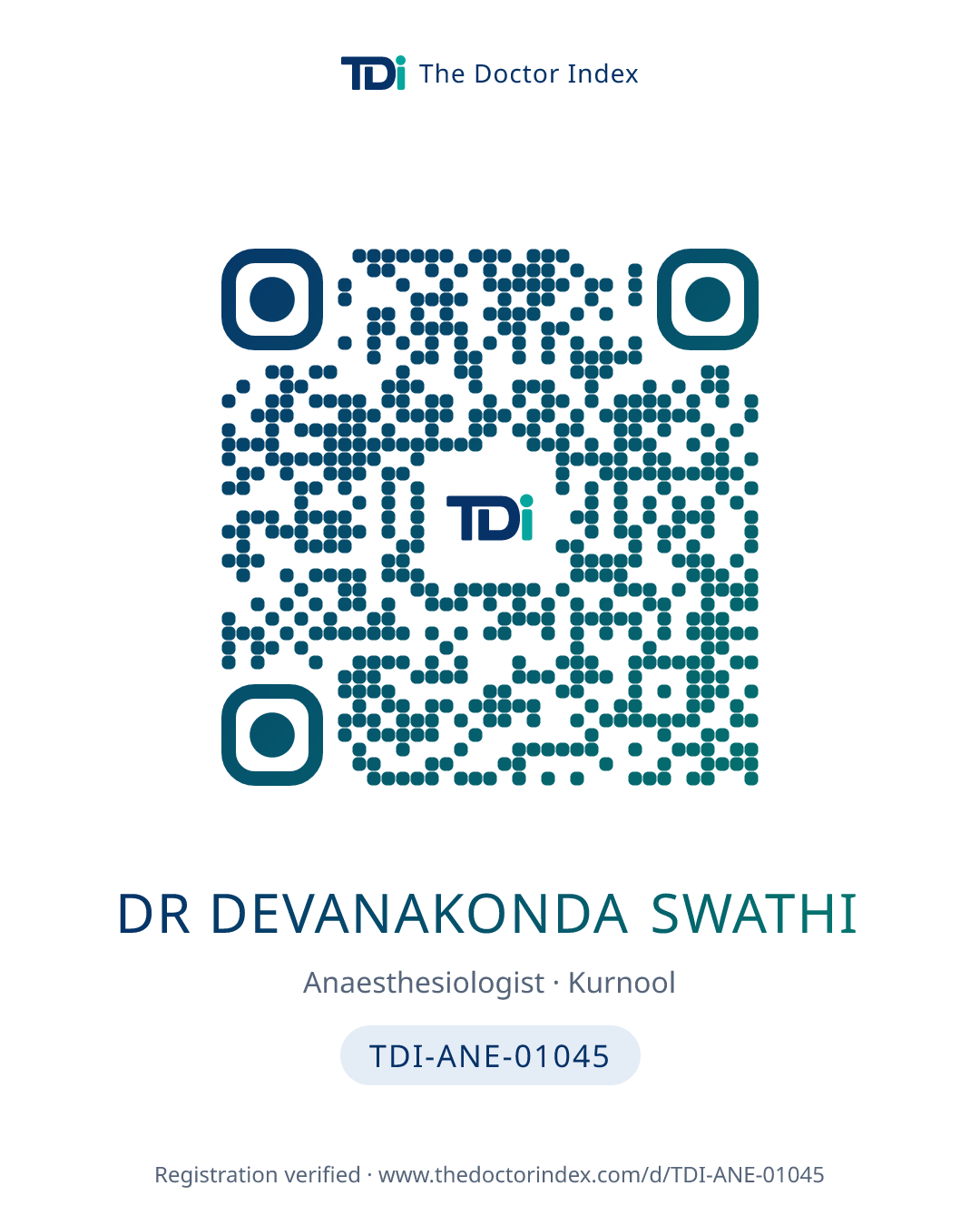 QR card for Dr Devanakonda Swathi, TDI-ANE-01045