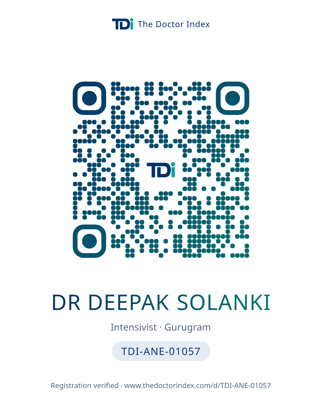 QR card for Dr Deepak Solanki, TDI-ANE-01057