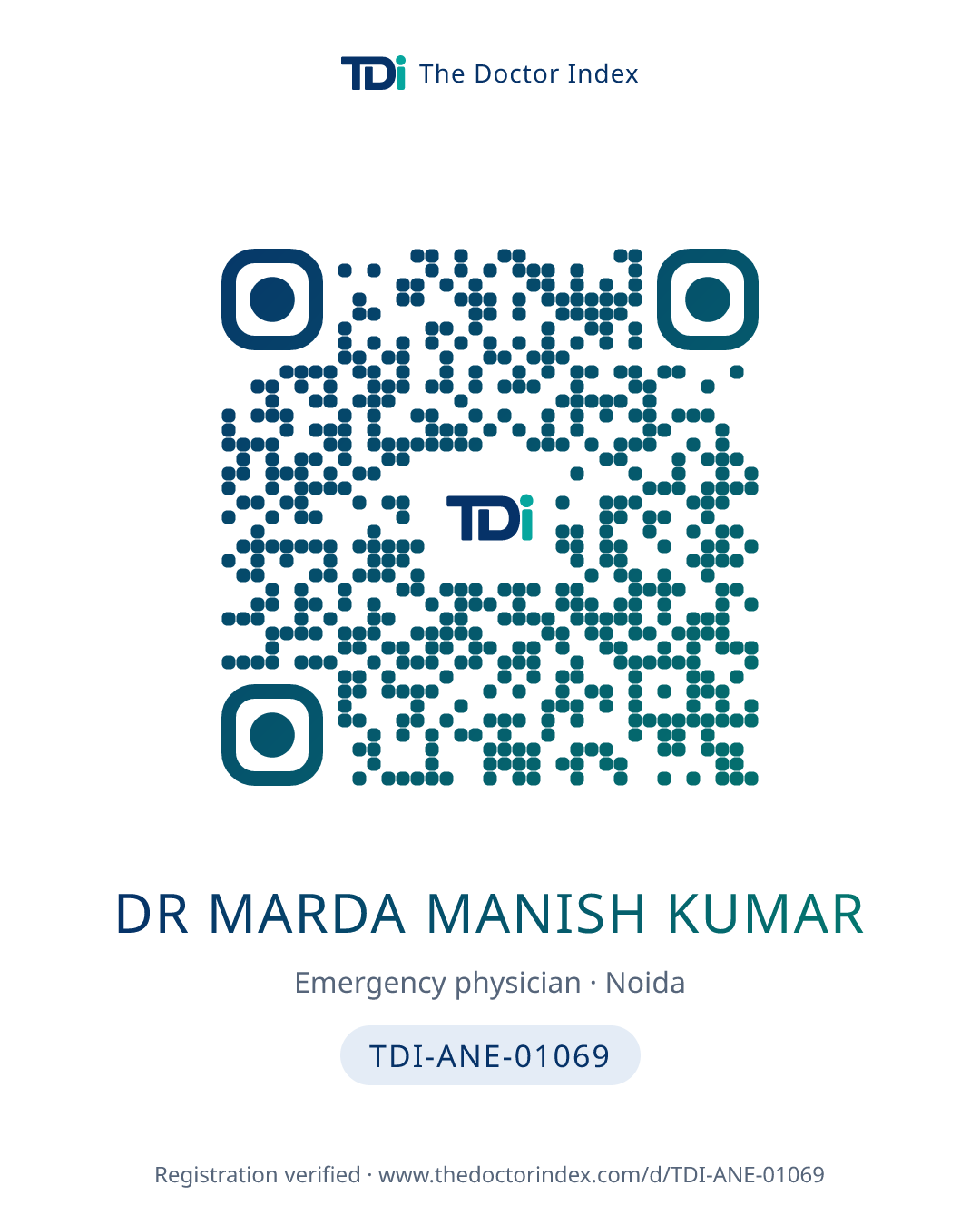 QR card for Dr Marda Manish Kumar, TDI-ANE-01069