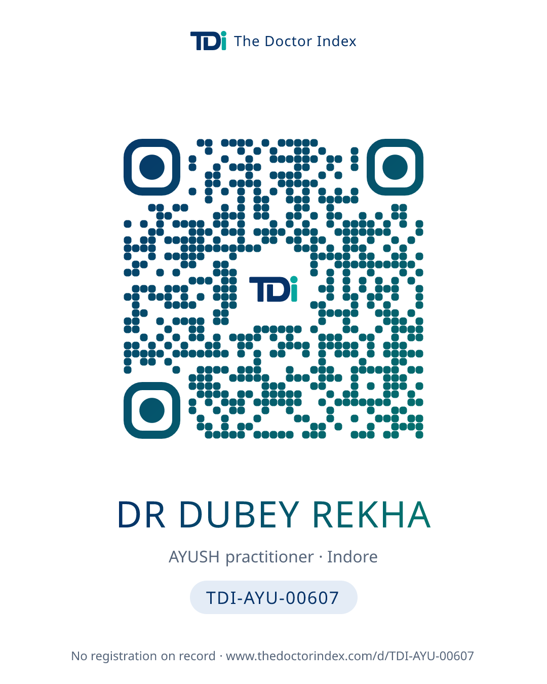 QR card for Dr Dubey Rekha, TDI-AYU-00607