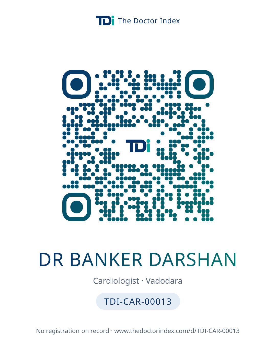 QR card for Dr Banker Darshan, TDI-CAR-00013