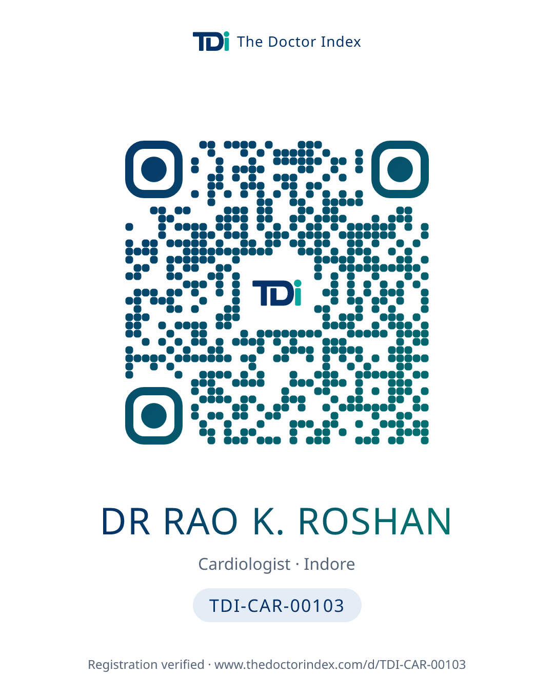QR card for Dr Rao K. Roshan, TDI-CAR-00103