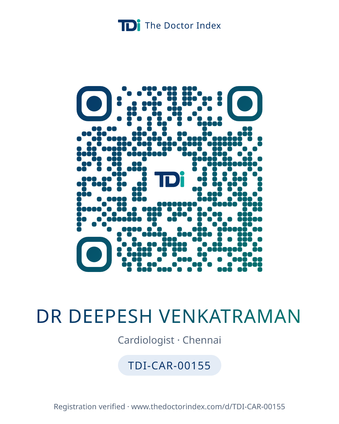 QR card for Dr Deepesh Venkatraman, TDI-CAR-00155