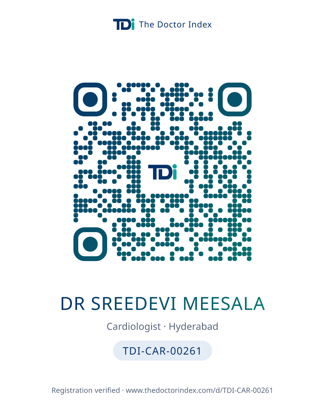 QR card for Dr Sreedevi Meesala, TDI-CAR-00261