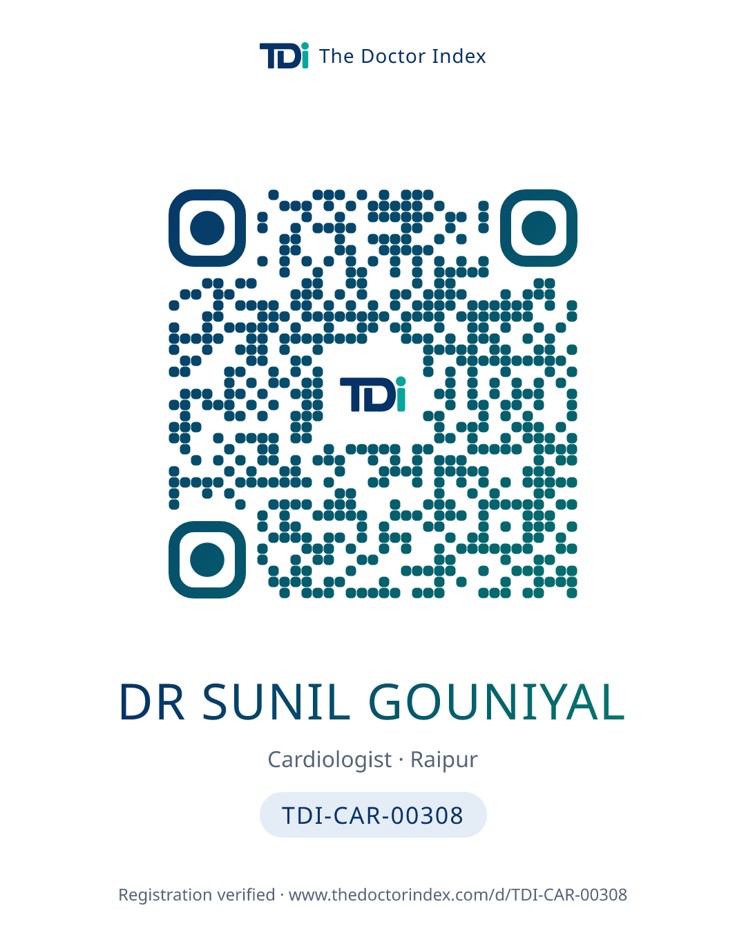 QR card for Dr Sunil Gouniyal, TDI-CAR-00308