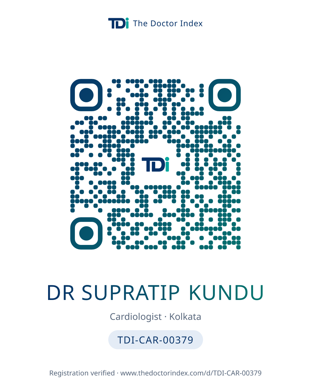 QR card for Dr Supratip Kundu, TDI-CAR-00379