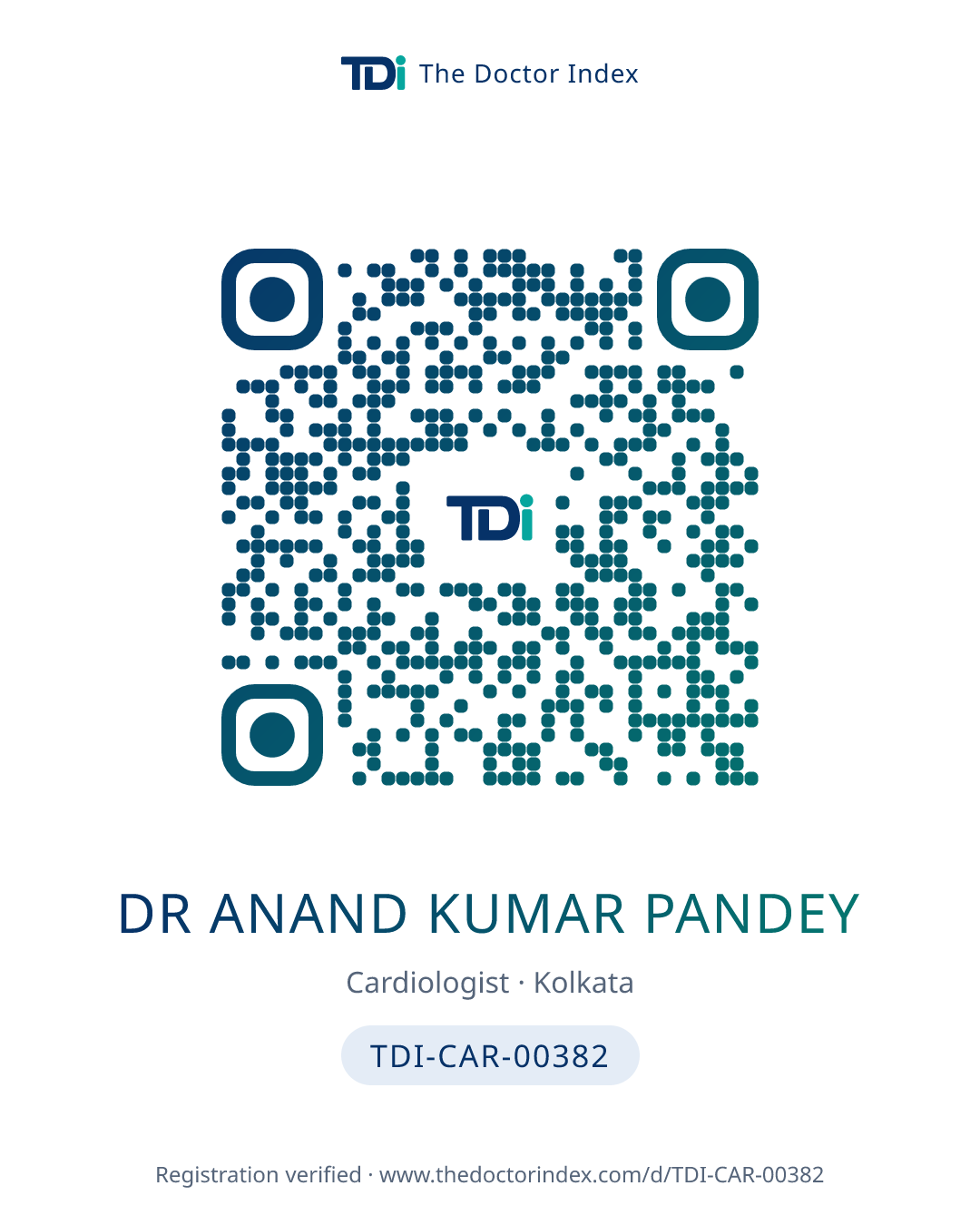 QR card for Dr Anand Kumar Pandey, TDI-CAR-00382