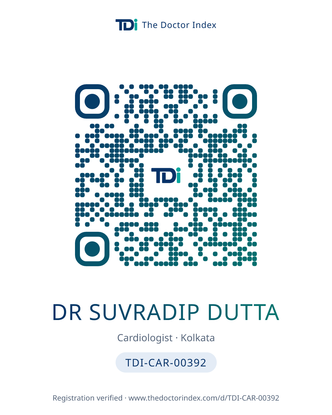 QR card for Dr Suvradip Dutta, TDI-CAR-00392