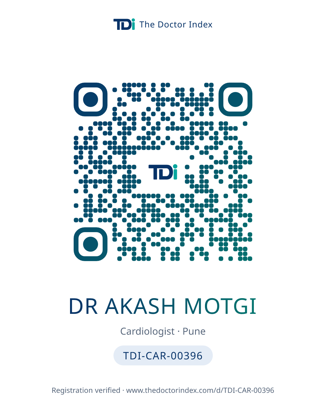 QR card for Dr Akash Motgi, TDI-CAR-00396