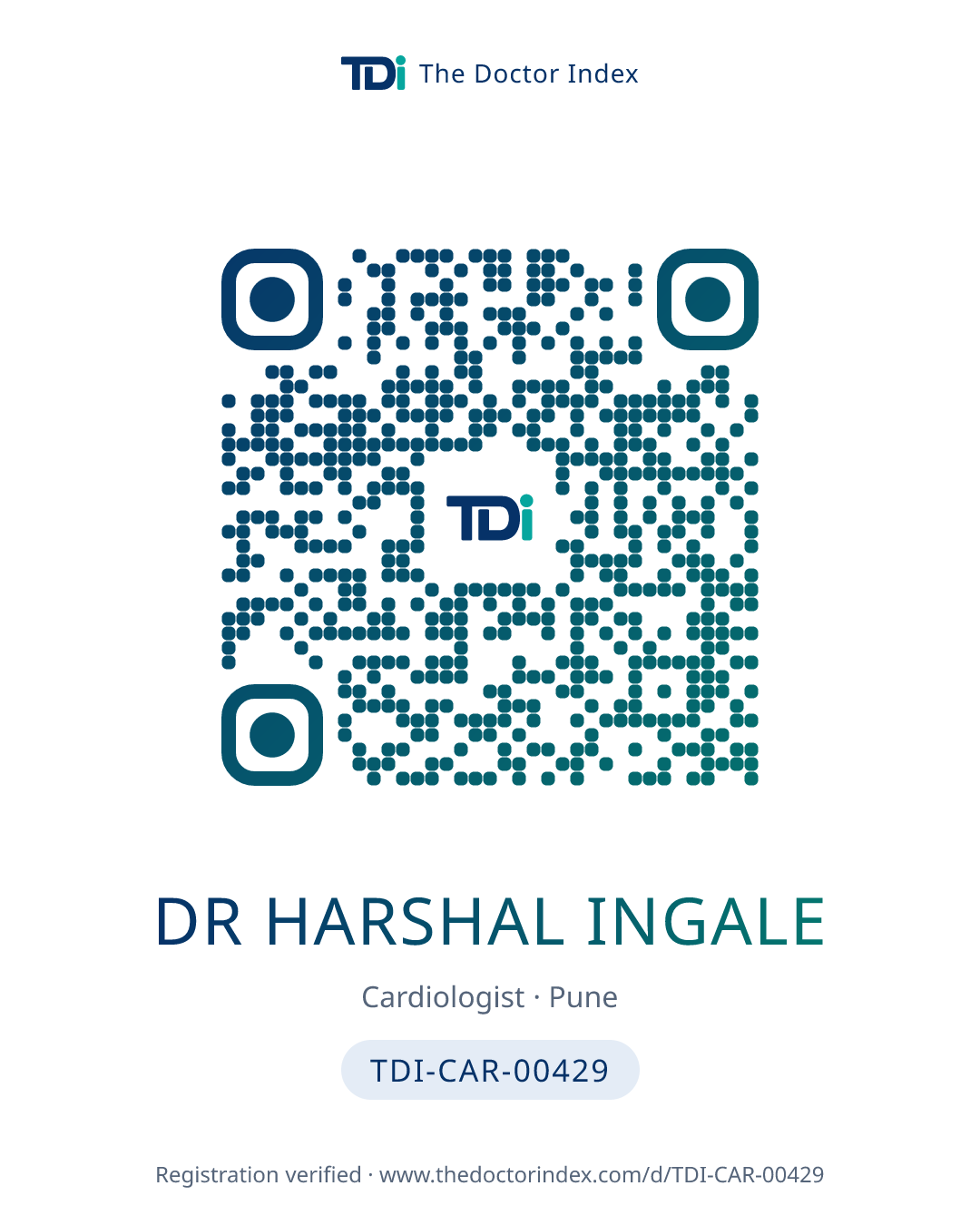 QR card for Dr Harshal Ingale, TDI-CAR-00429
