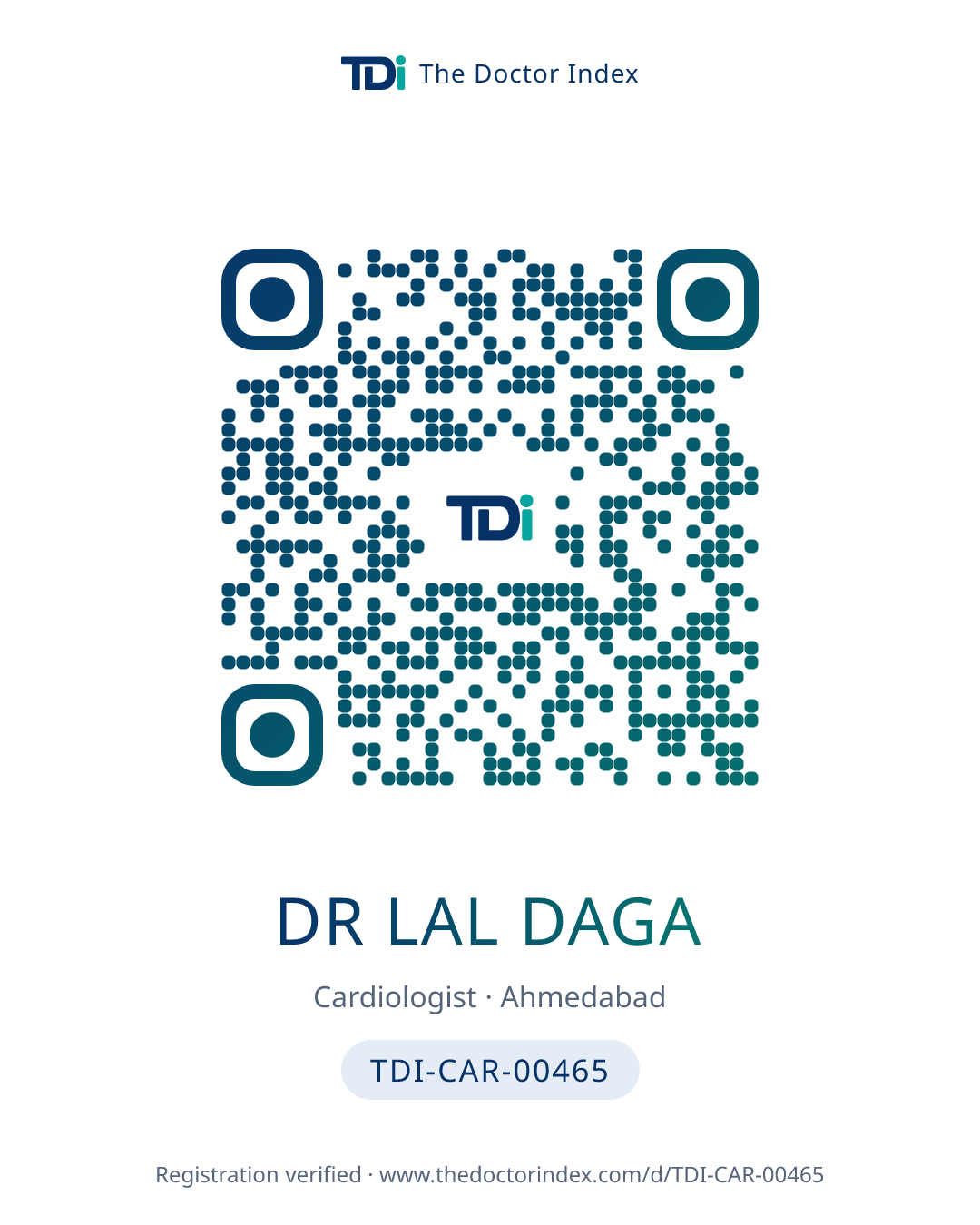 QR card for Dr Lal Daga, TDI-CAR-00465