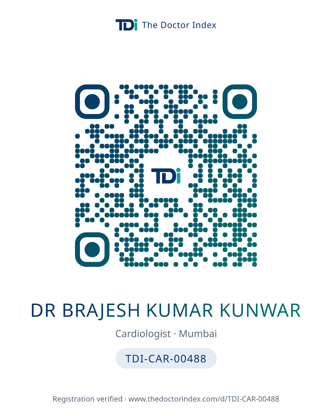 QR card for Dr Brajesh Kumar Kunwar, TDI-CAR-00488