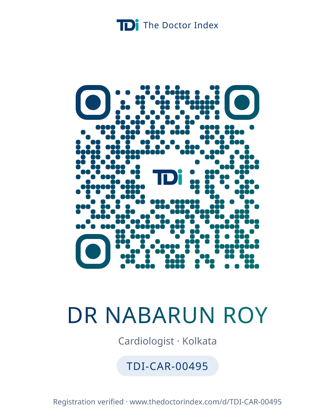 QR card for Dr Nabarun Roy, TDI-CAR-00495