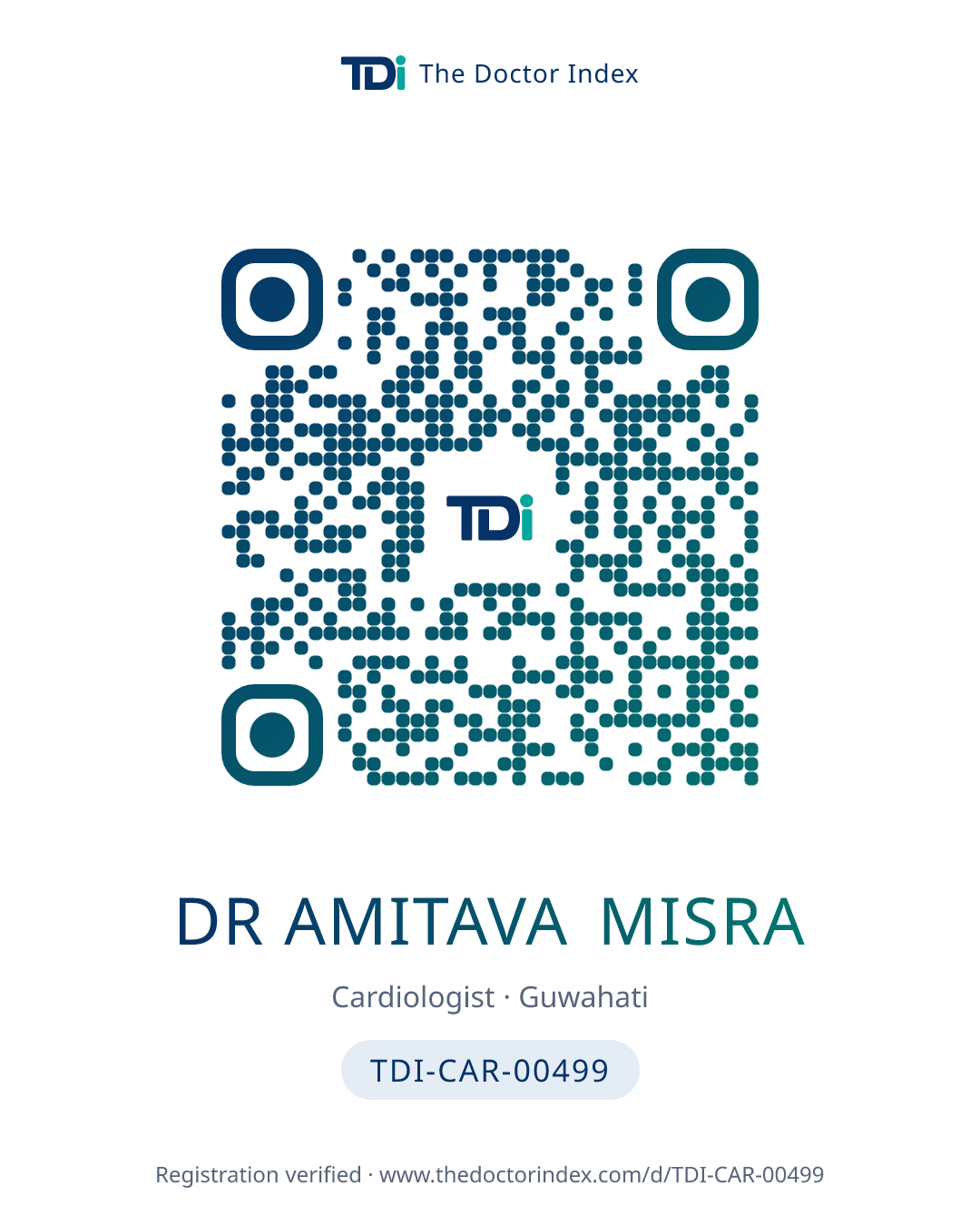 QR card for Dr Amitava Misra, TDI-CAR-00499