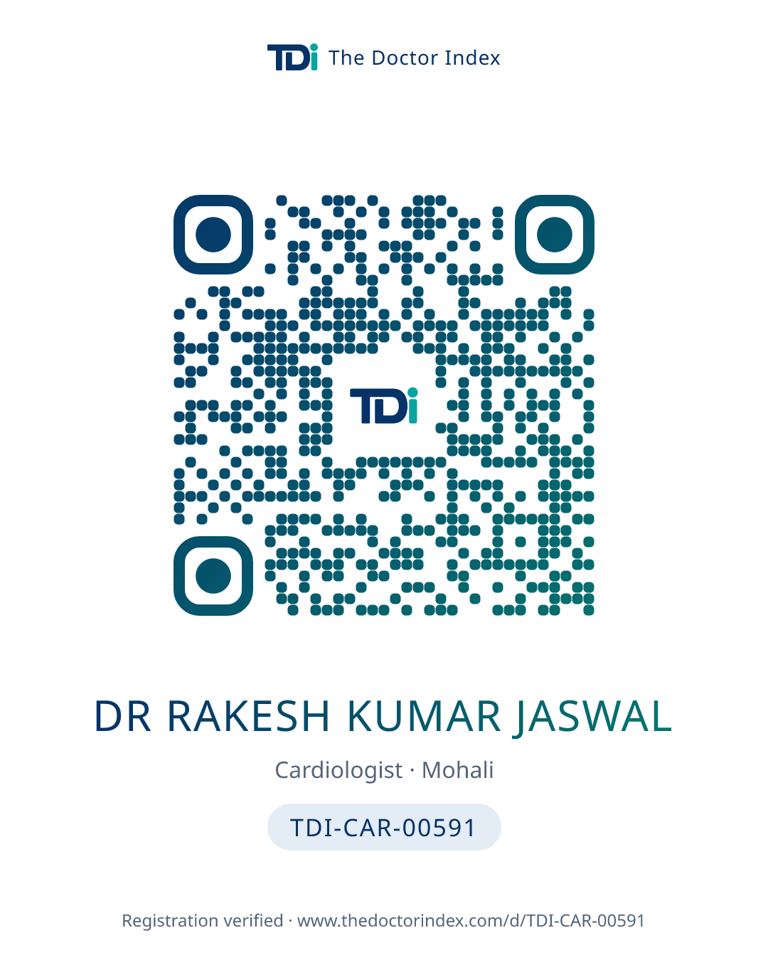 QR card for Dr Rakesh Kumar Jaswal, TDI-CAR-00591