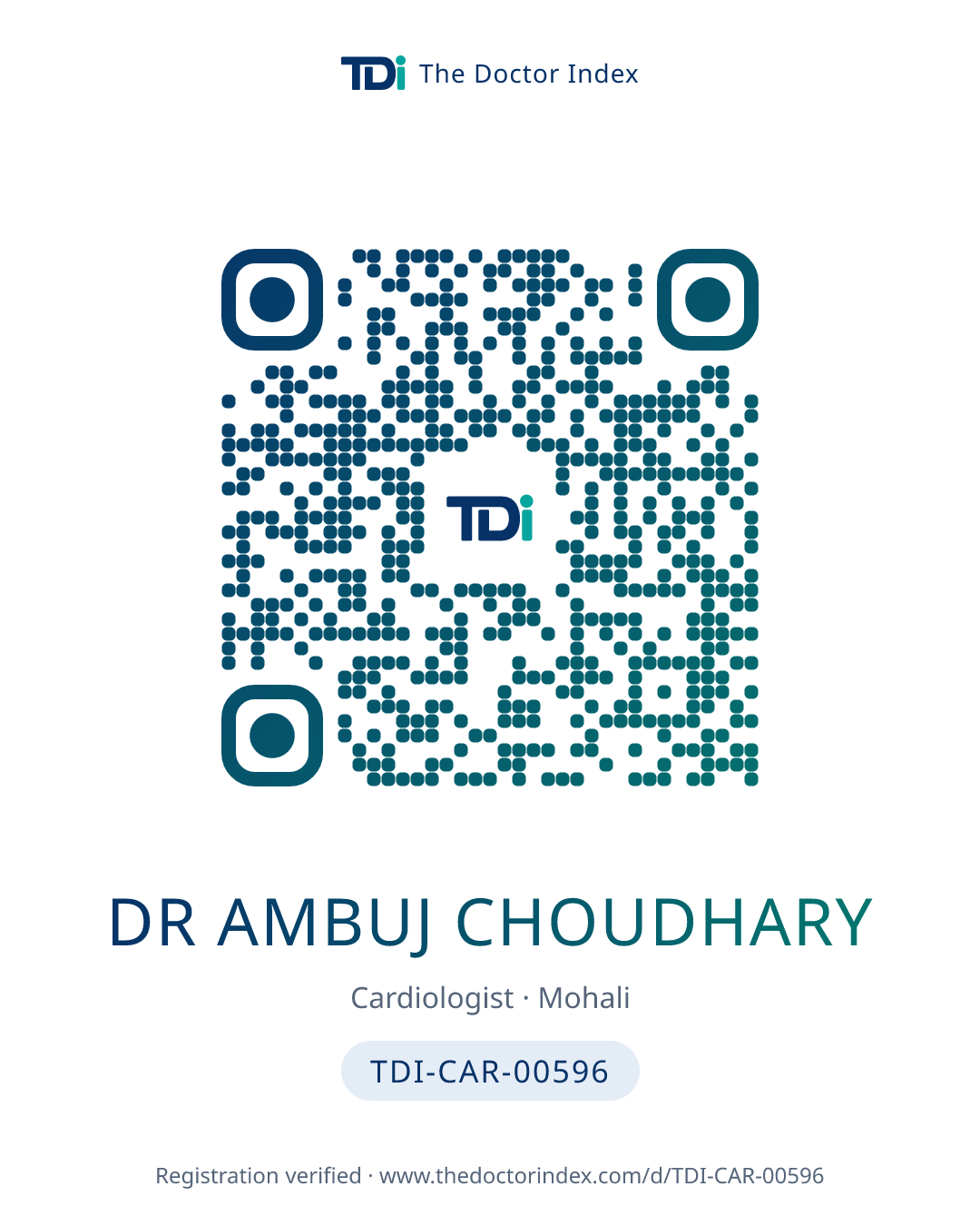 QR card for Dr Ambuj Choudhary, TDI-CAR-00596