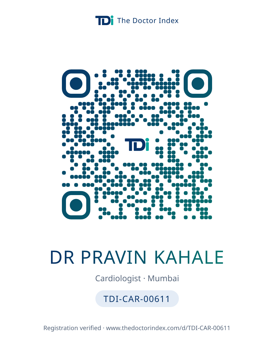 QR card for Dr Pravin Kahale, TDI-CAR-00611
