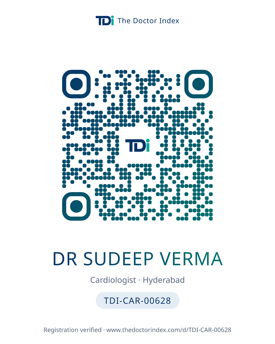 QR card for Dr Sudeep Verma, TDI-CAR-00628