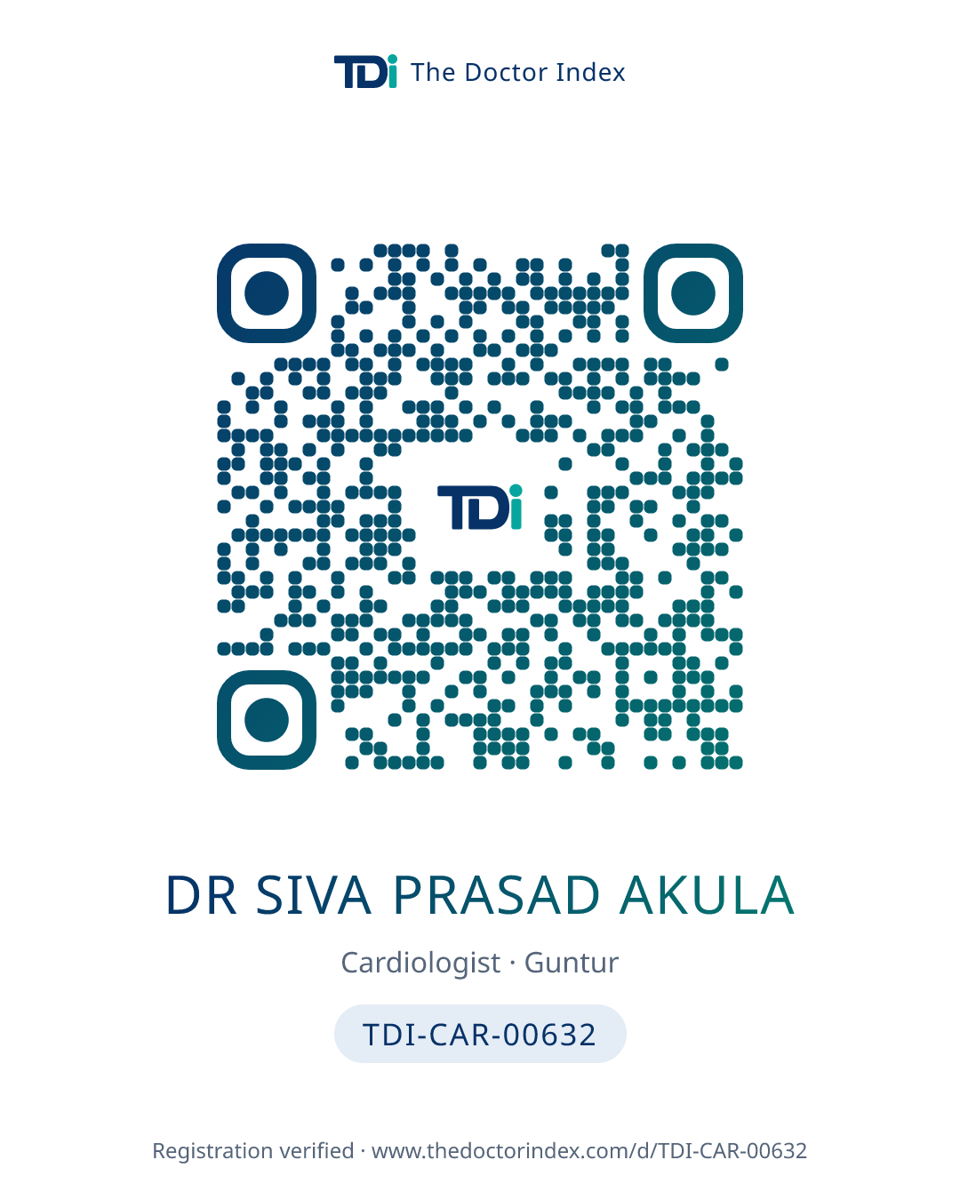 QR card for Dr Siva Prasad Akula, TDI-CAR-00632