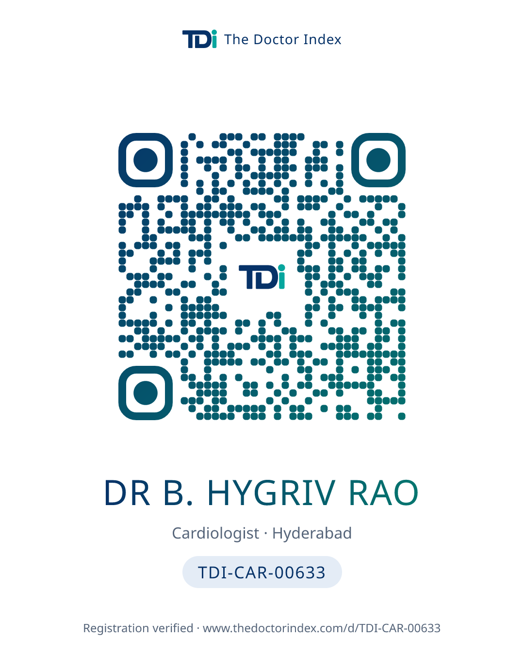 QR card for Dr B. Hygriv Rao, TDI-CAR-00633