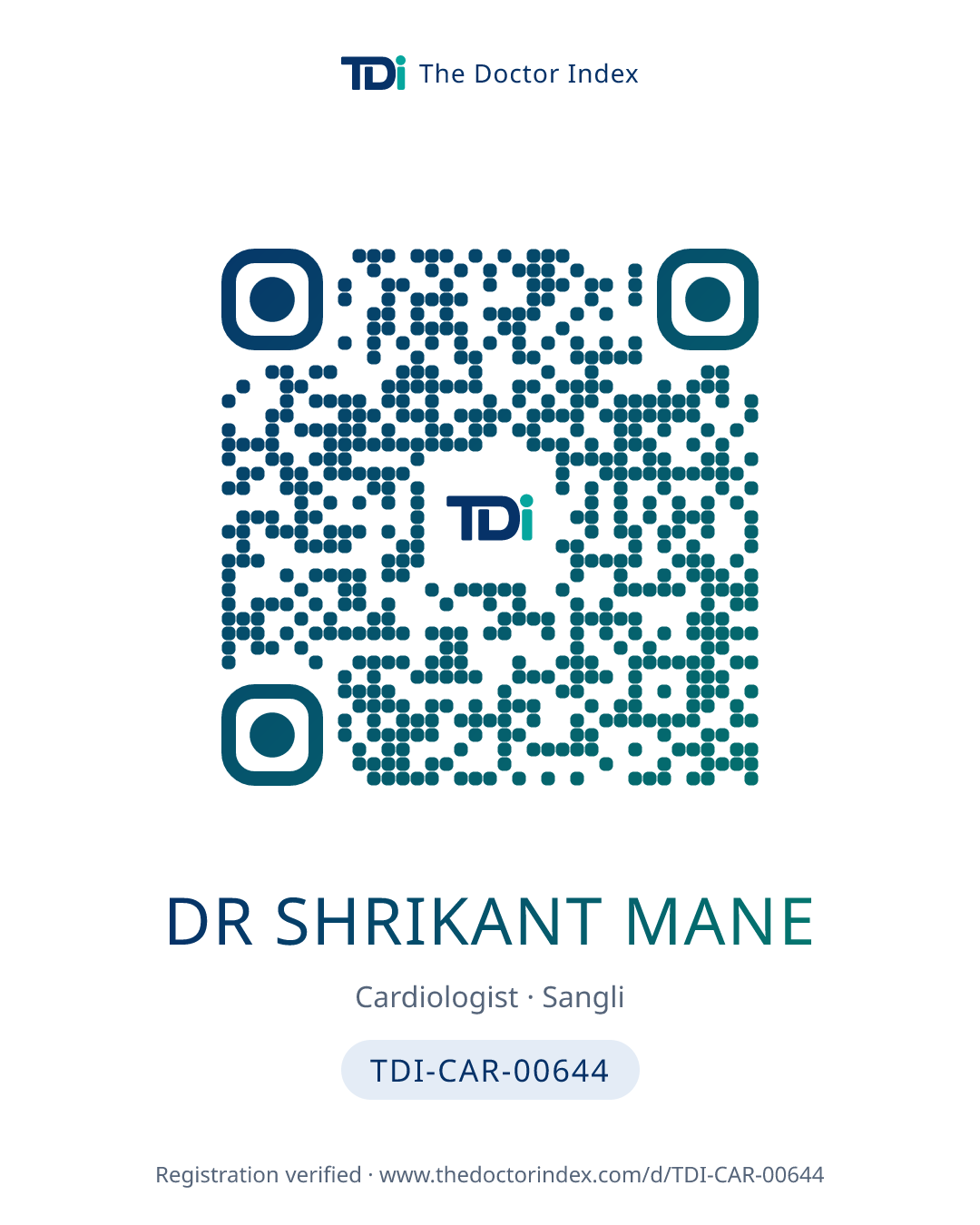 QR card for Dr Shrikant Mane, TDI-CAR-00644