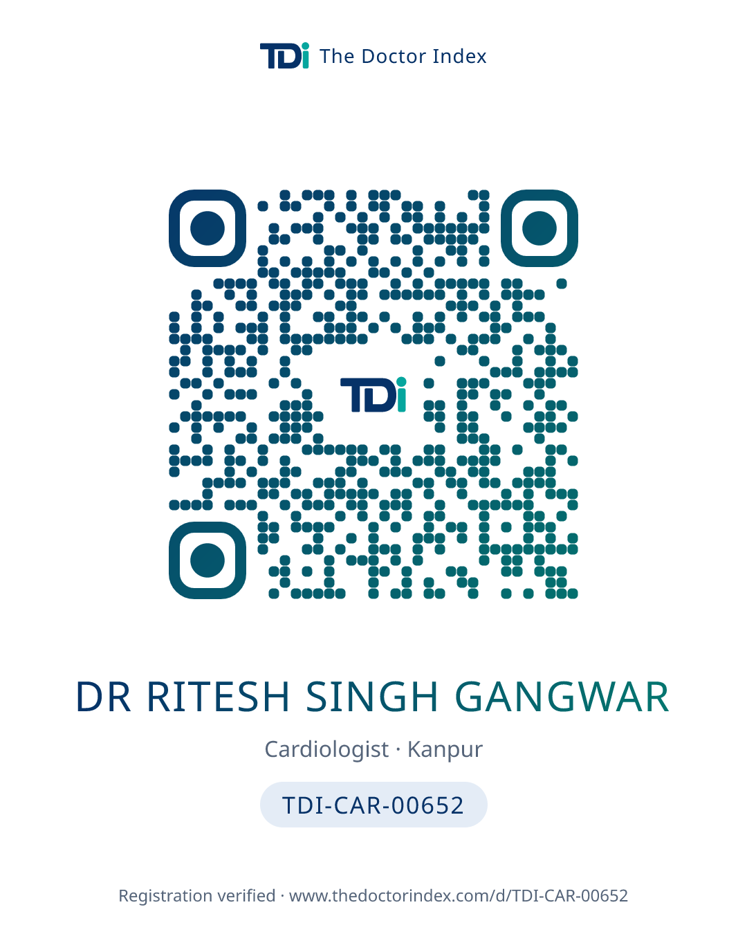 QR card for Dr Ritesh Singh Gangwar, TDI-CAR-00652
