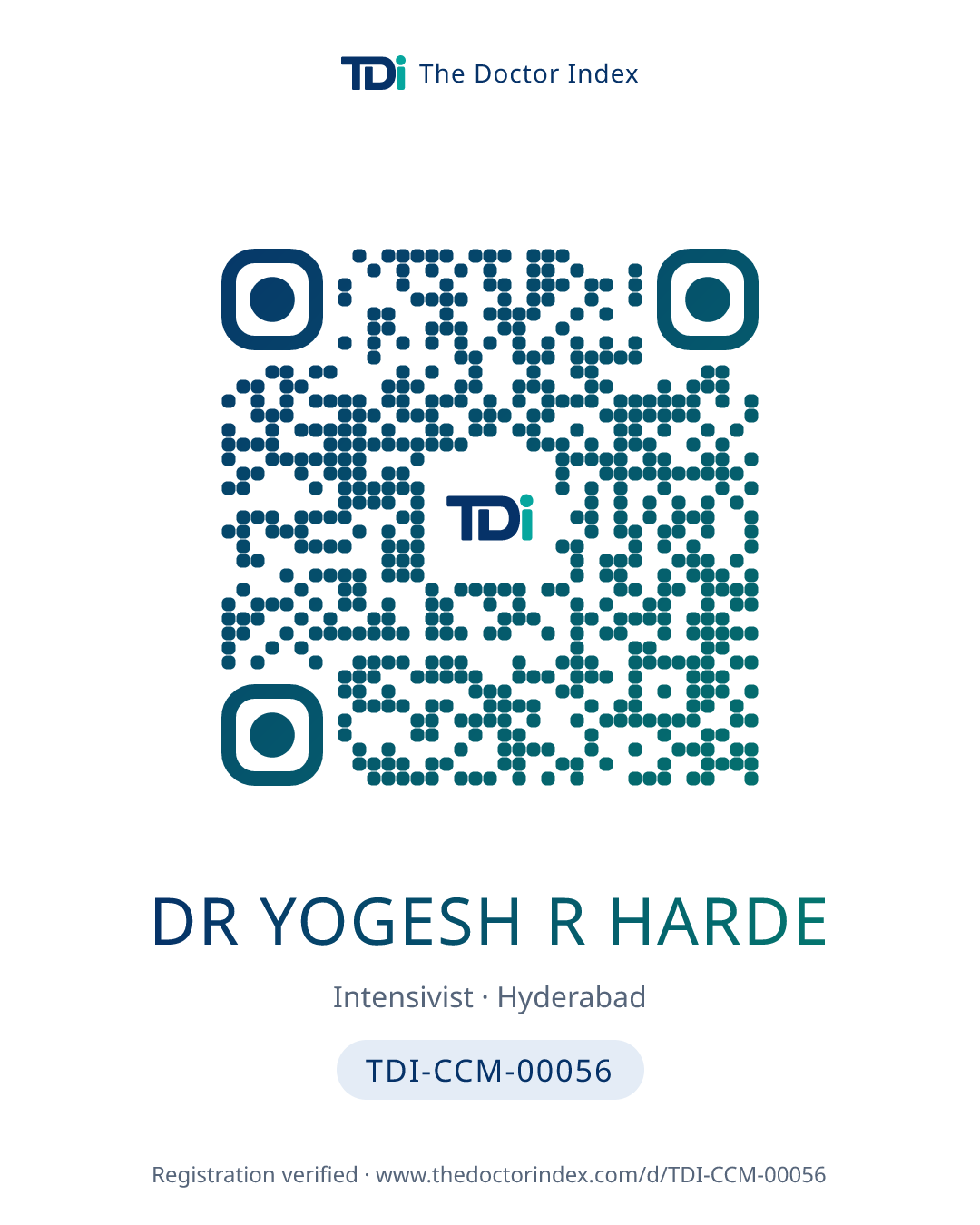 QR card for Dr Yogesh R Harde, TDI-CCM-00056