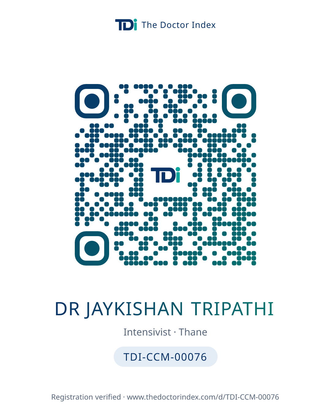 QR card for Dr Jaykishan Tripathi, TDI-CCM-00076