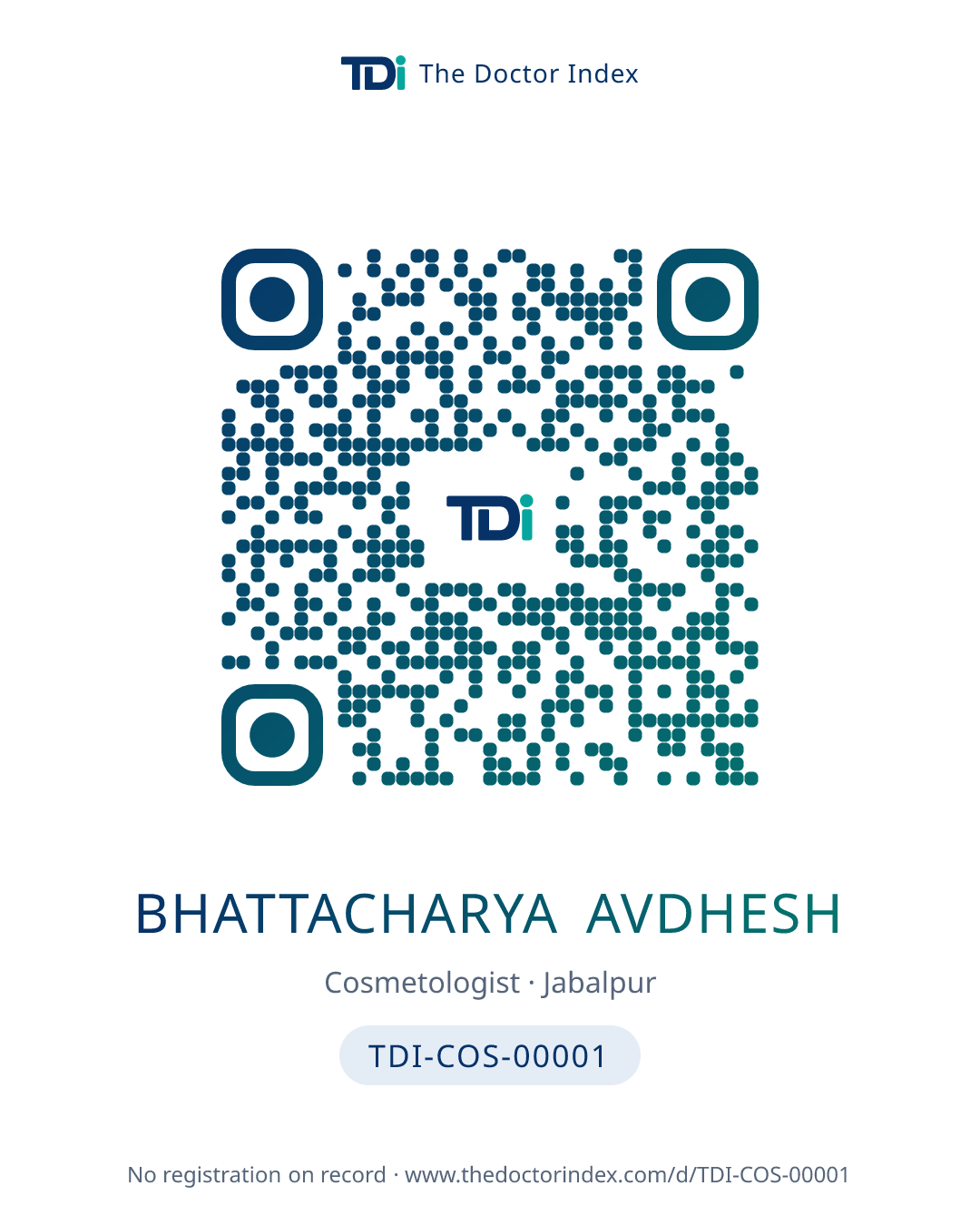 QR card for Bhattacharya Avdhesh, TDI-COS-00001