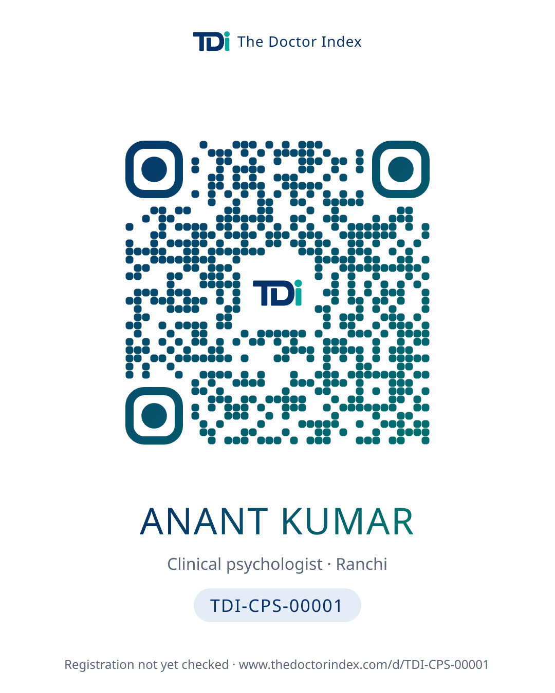 QR card for Anant Kumar, TDI-CPS-00001