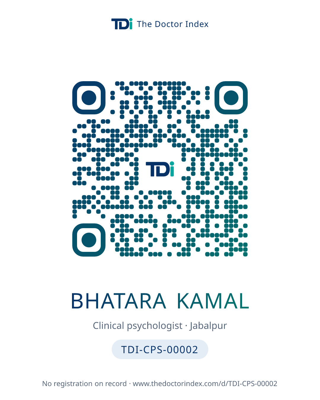 QR card for Bhatara Kamal, TDI-CPS-00002
