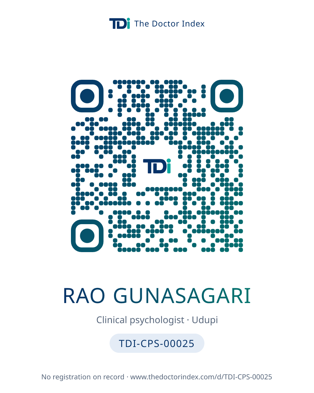 QR card for Rao Gunasagari, TDI-CPS-00025