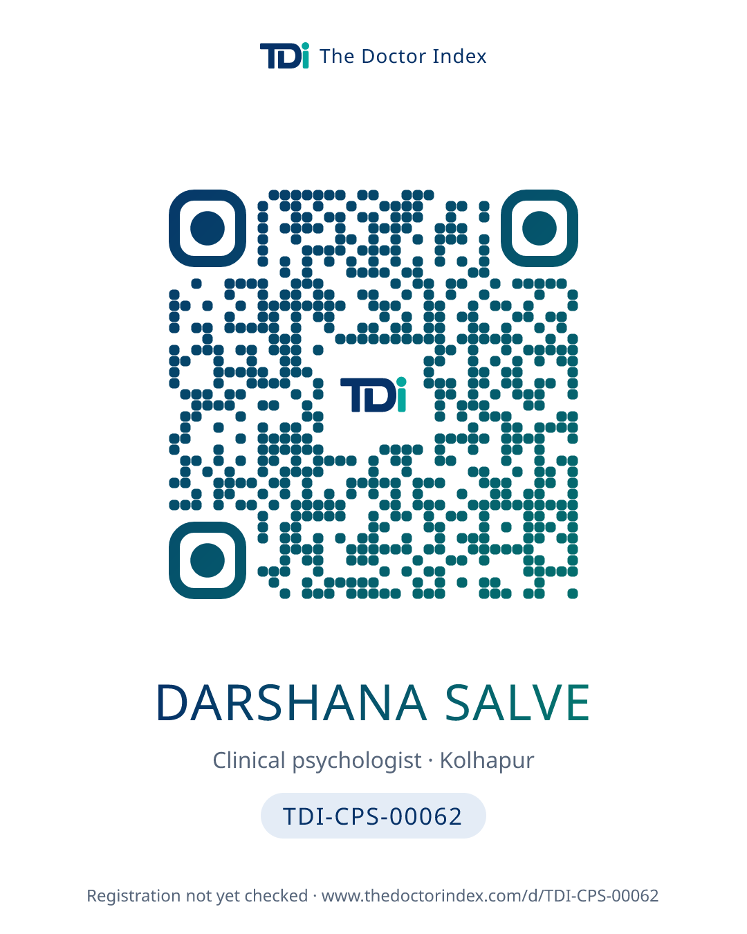 QR card for Darshana Salve, TDI-CPS-00062