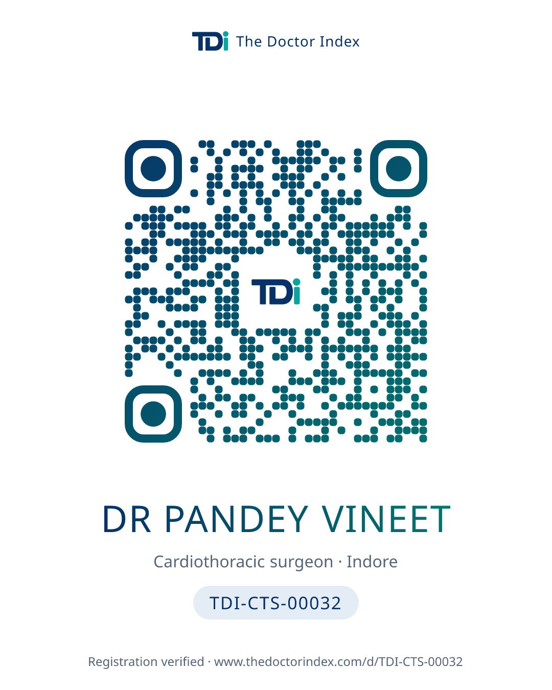 QR card for Dr Pandey Vineet, TDI-CTS-00032