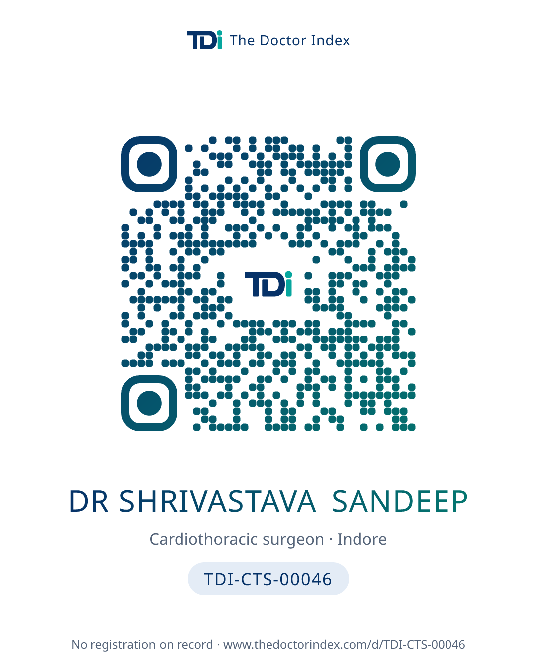 QR card for Dr Shrivastava Sandeep, TDI-CTS-00046