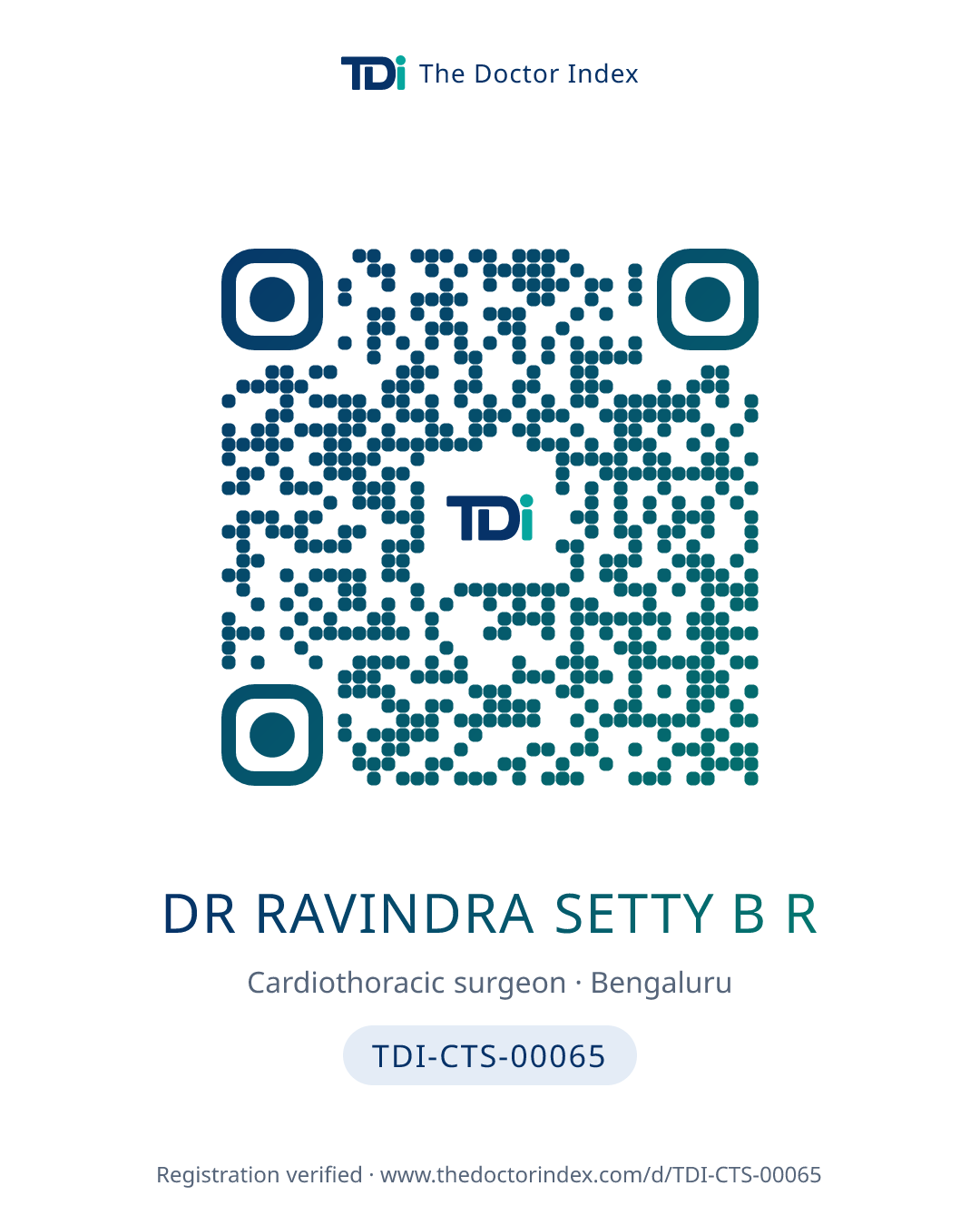 QR card for Dr Ravindra Setty B R, TDI-CTS-00065