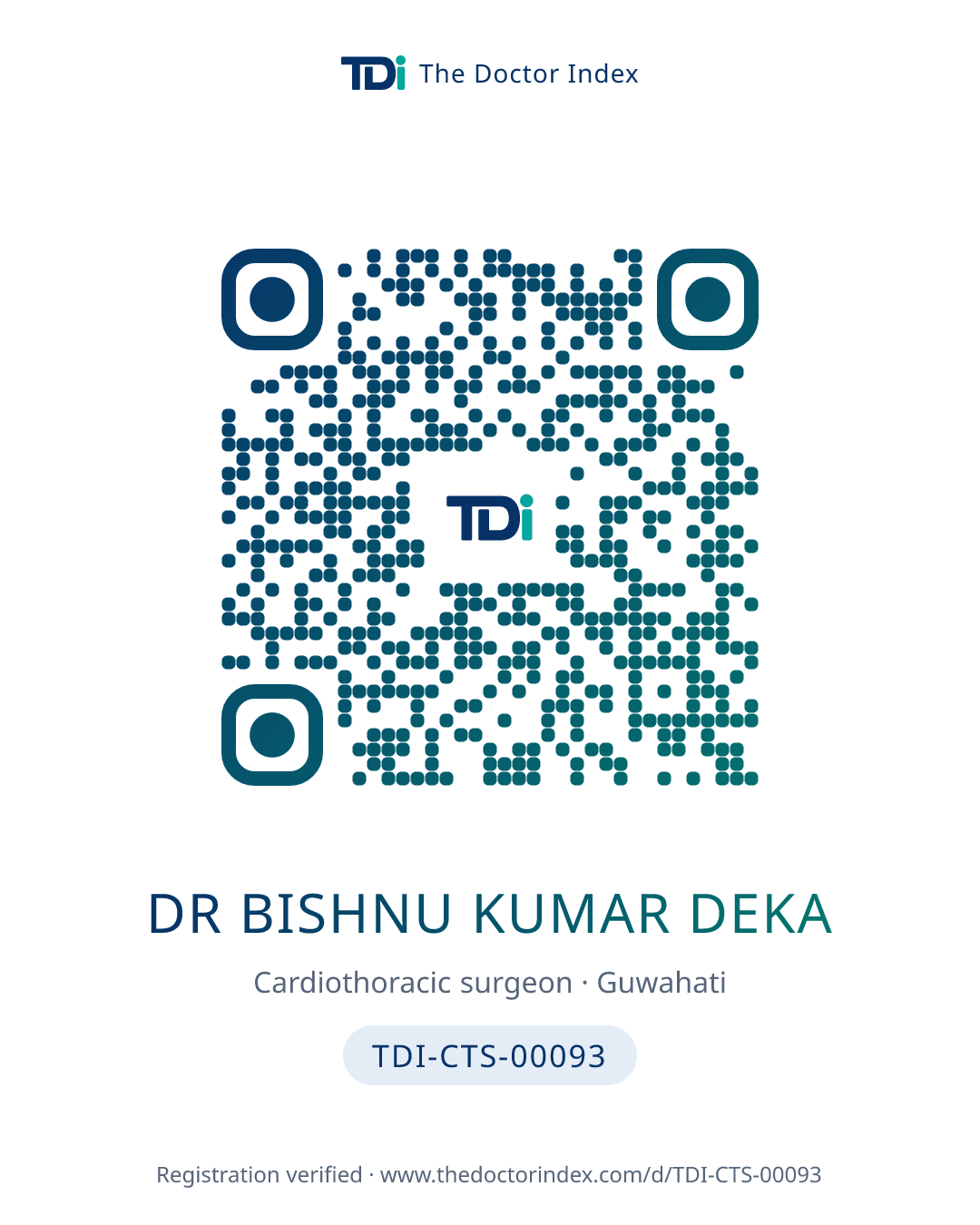 QR card for Dr Bishnu Kumar Deka, TDI-CTS-00093